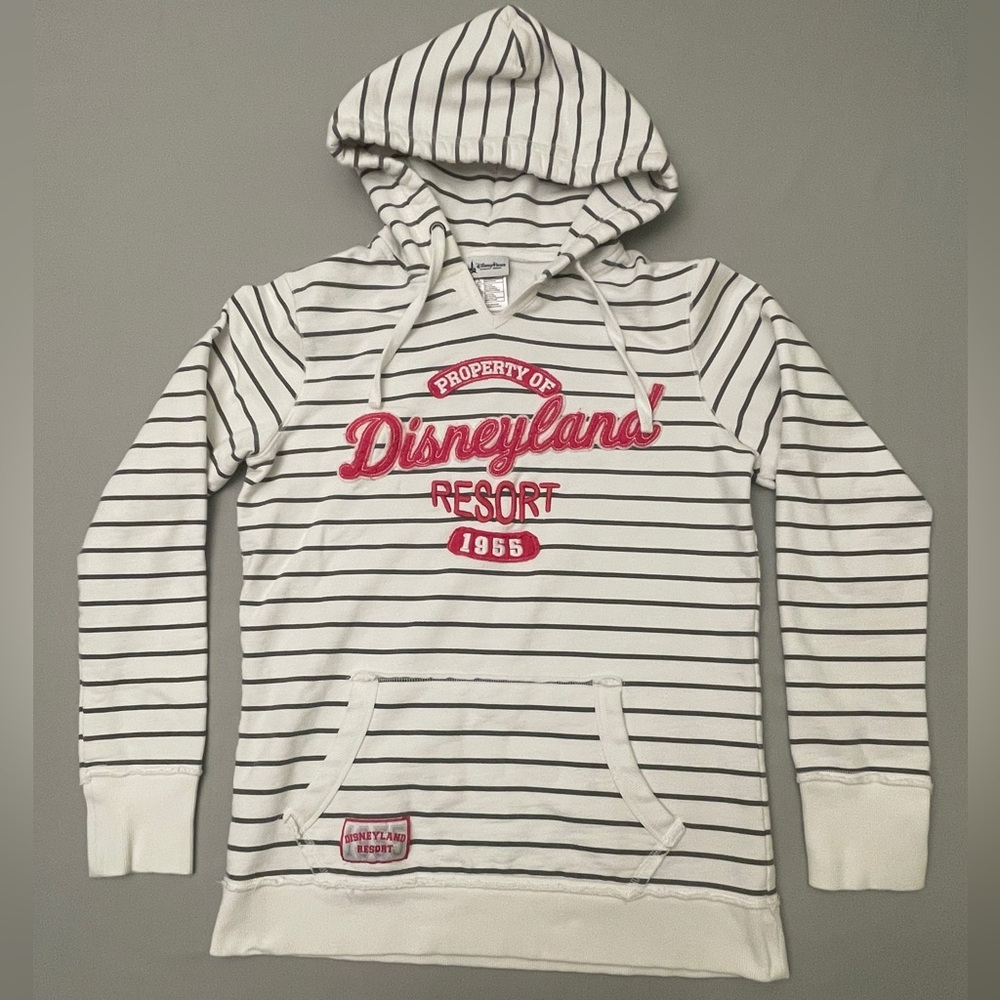 Disney Parks Gray and White Striped Hoodie